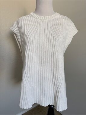 White Ribbed Sleeveless Summer Knit